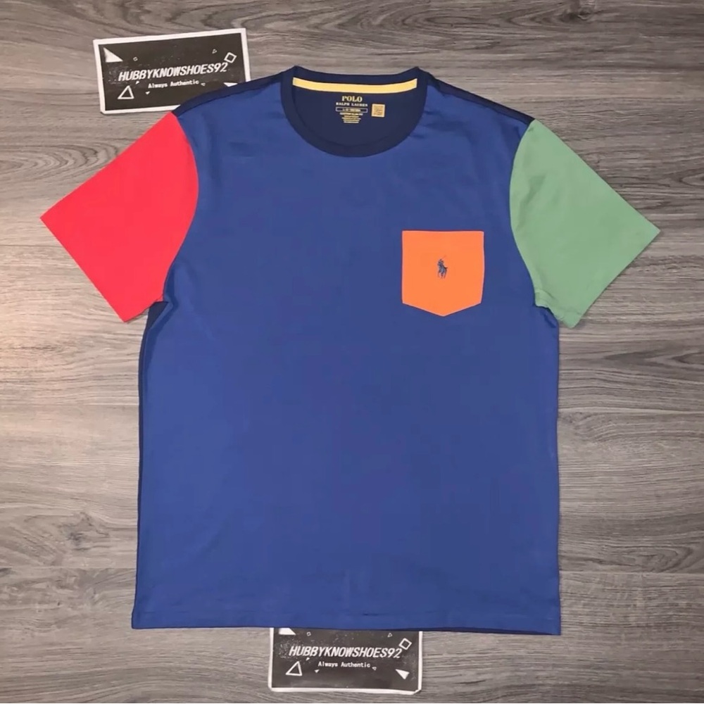 POLO RALPH LAUREN Men’s Custom Slim Fit Colorblock Cotton Crewneck T-Shirt Sz L